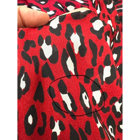 A.L.C. Red Michaela silk Leopard Print Wrap Dress boho ruffles 90s Y2K sz 8 - Picture 10 of 10